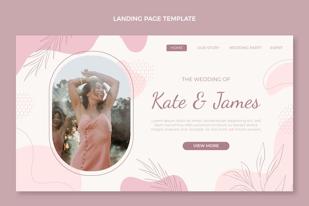 Vector gratuito página de inicio de boda dibujada a mano