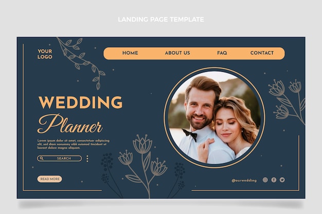 Vector gratuito página de inicio de boda floral dibujada a mano