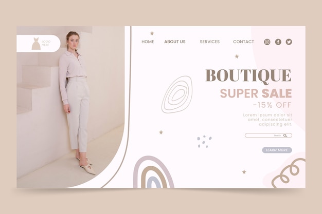 Vector gratuito página de inicio de boutique mínima de diseño plano