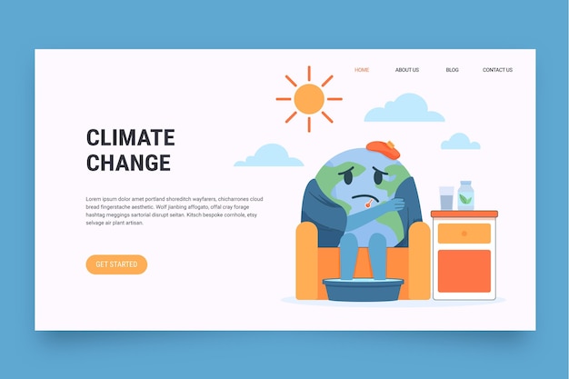 Página de inicio del cambio climático dibujada a mano