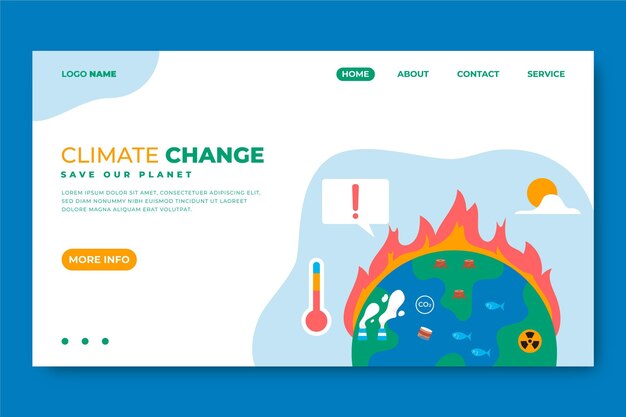 Página de inicio del cambio climático dibujada a mano