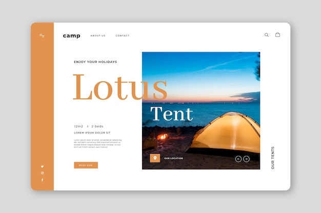 Vector gratuito página de inicio de camping con foto