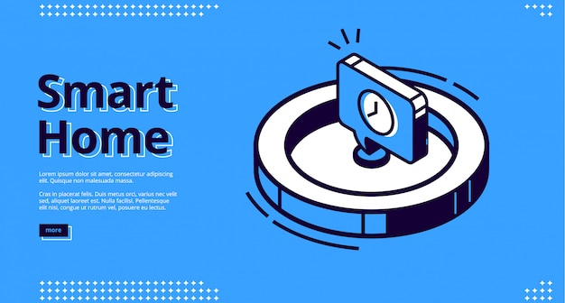 Página de inicio de casa inteligente con elemento de reloj