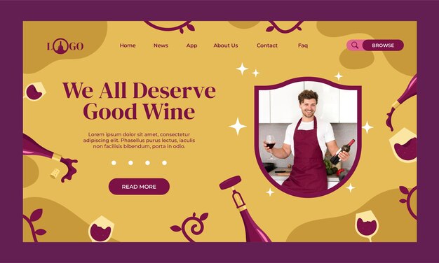 Vector gratuito página de inicio de cata de vinos dibujada a mano