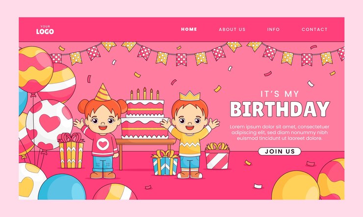 Vector gratuito página de inicio de celebración de feliz cumpleaños