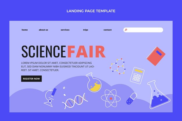 Página de inicio de ciencia de diseño plano
