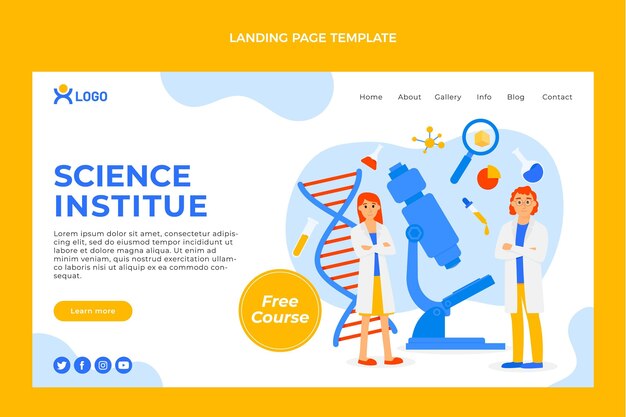Página de inicio de ciencia de diseño plano