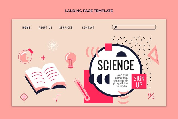 Página de inicio de ciencia de diseño plano