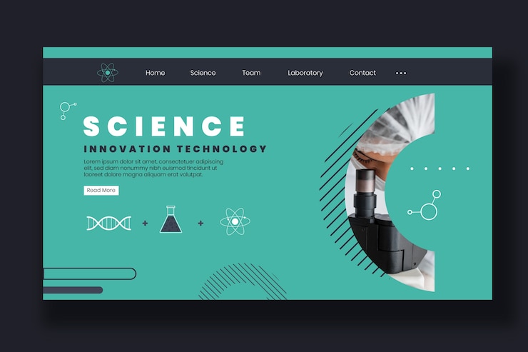 Vector gratuito página de inicio de ciencia de diseño plano