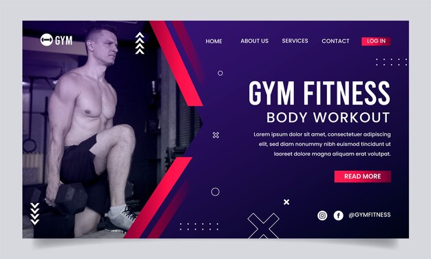 página de inicio de clase de gimnasia degradada