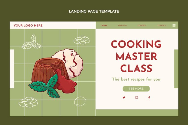Página de inicio de clase magistral de cocina dibujada a mano