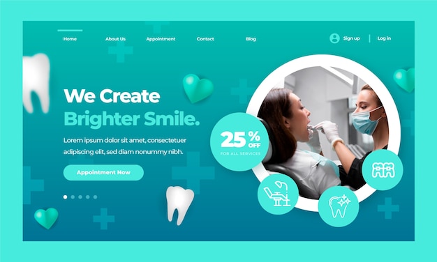 Vector gratuito página de inicio de la clínica dental de gradiente