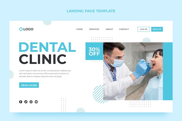 Vector gratuito página de inicio de clínica dental mínima