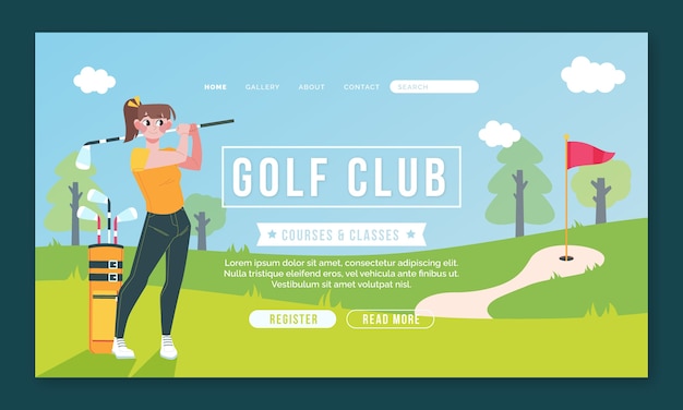 Página de inicio de club de golf dibujada a mano