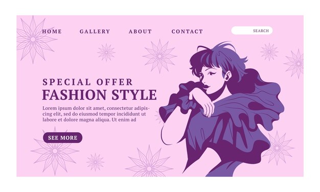 Página de inicio de colección de moda dibujada a mano