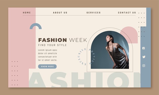 Página de inicio de colección de moda de diseño plano