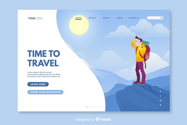 Página de inicio colorida para entusiastas viajeros