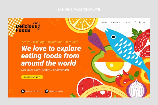 Vector gratuito página de inicio de comida de diseño plano