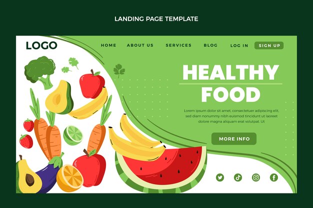 Página de inicio de comida de diseño plano