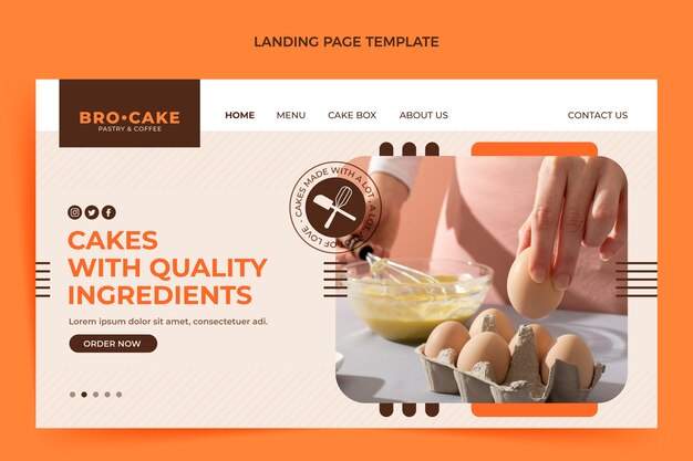 Página de inicio de comida de diseño plano