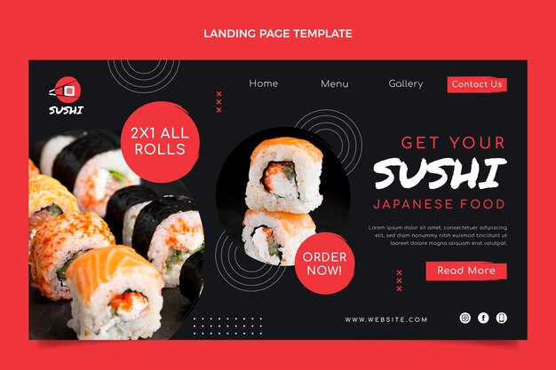 Página de inicio de comida de diseño plano