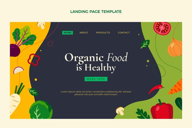 Página de inicio de comida de diseño plano