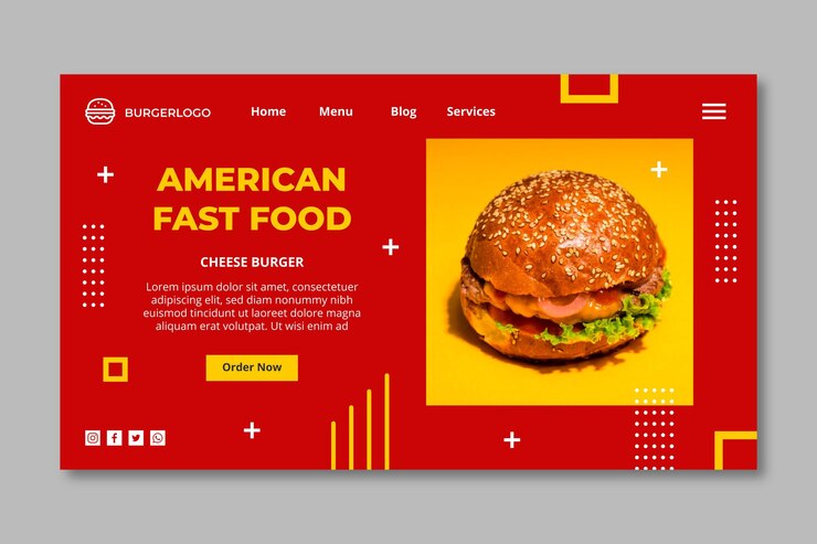 Vector gratuito página de inicio de comida estadounidense