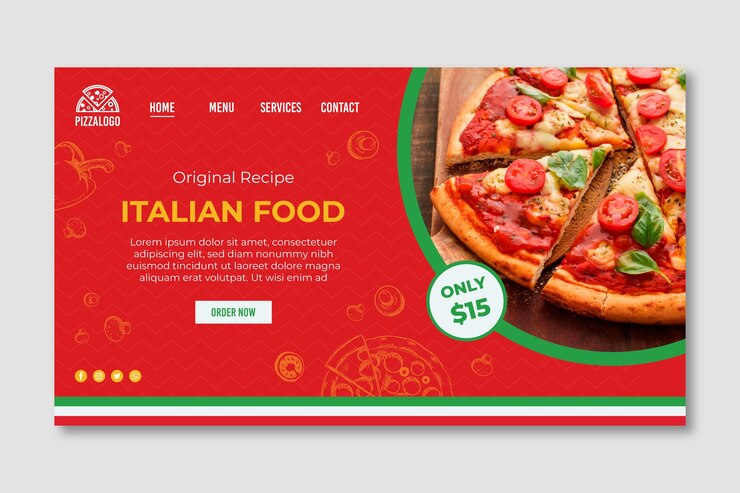 Vector gratuito página de inicio de comida italiana