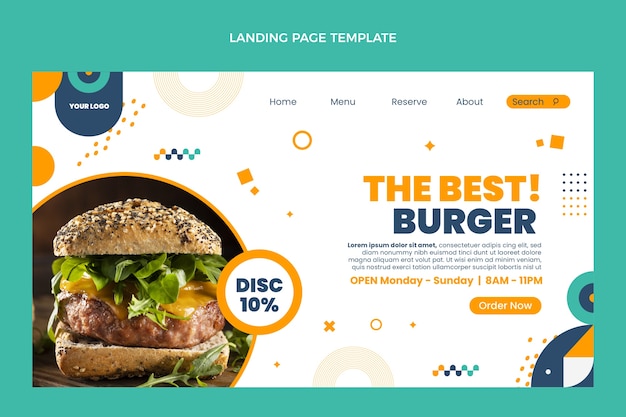 Vector gratuito página de inicio de comida rápida de diseño plano