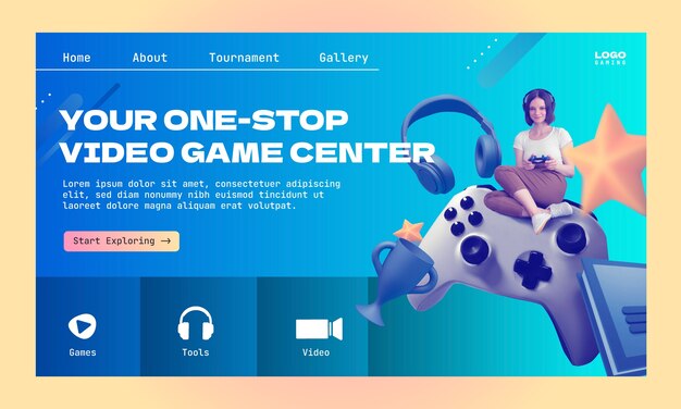 Página de inicio de la competencia de juegos degradados
