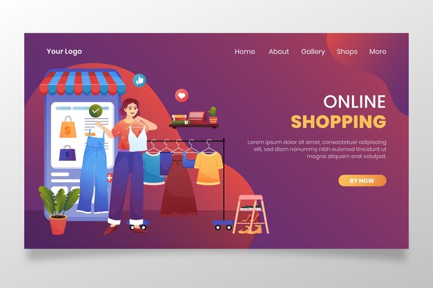 Página de inicio de compras en línea degradada