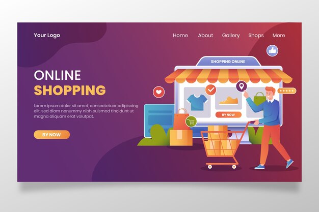 Página de inicio de compras en línea degradada