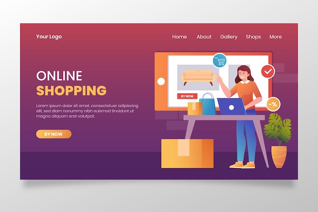 Página de inicio de compras en línea degradada