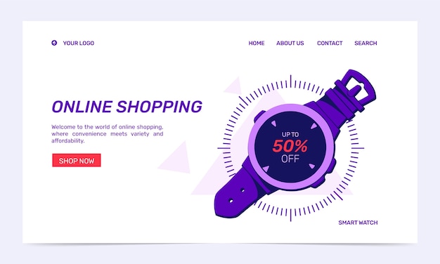 Página de inicio de compras en línea dibujada a mano