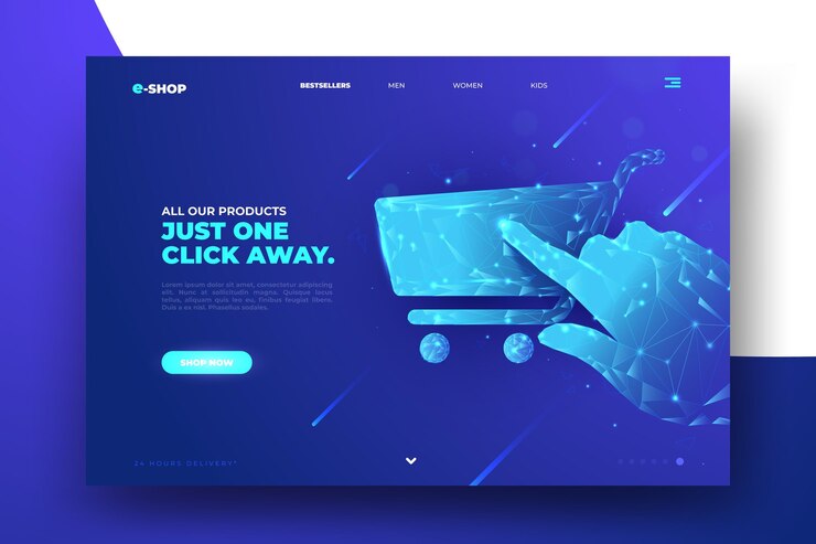Vector gratuito página de inicio de compras en línea de diseño futurista