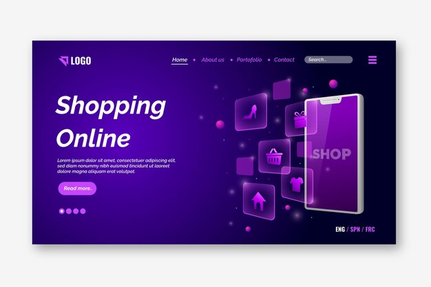 Página de inicio de compras en línea futurista