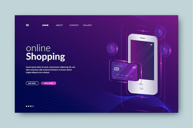Página de inicio de compras en línea futurista