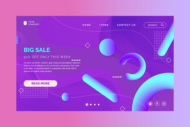 Página de inicio de compras en línea futurista