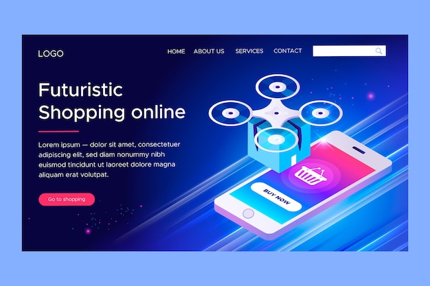 Página de inicio de compras en línea futurista