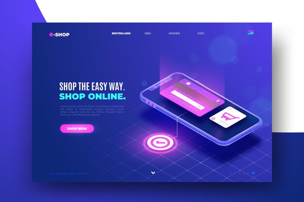 Página de inicio de compras en línea futurista