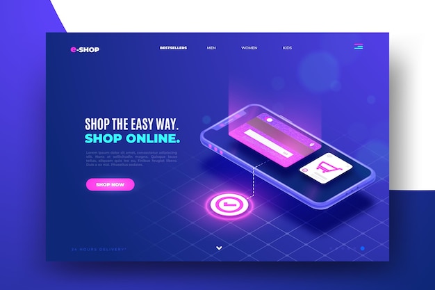 Página de inicio de compras en línea futurista