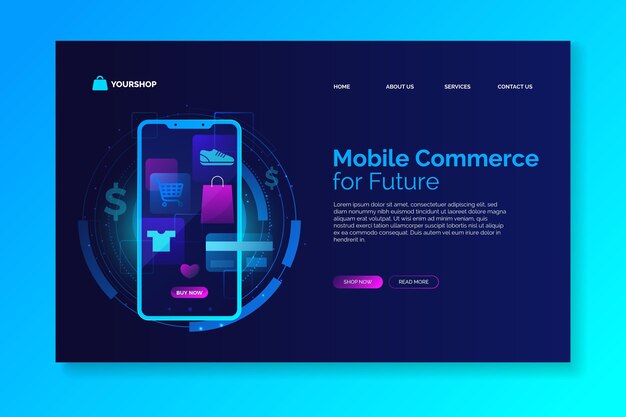 Página de inicio de compras en línea futurista
