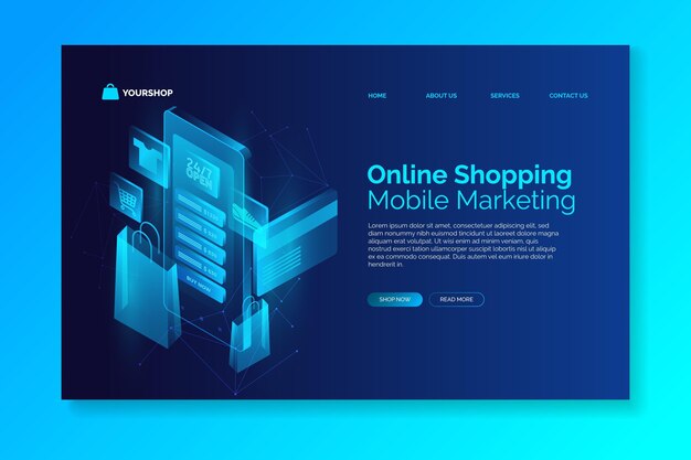 Página de inicio de compras en línea futurista