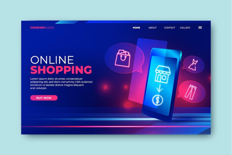 Vector gratuito página de inicio de compras en línea futurista