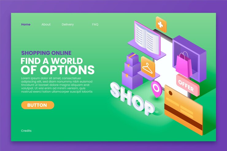 Vector gratuito página de inicio de compras en línea isométrica
