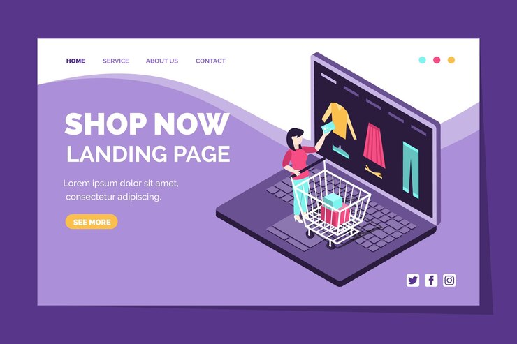 Vector gratuito página de inicio de compras en línea isométrica