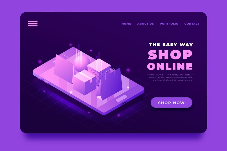 Vector gratuito página de inicio de compras en línea isométrica