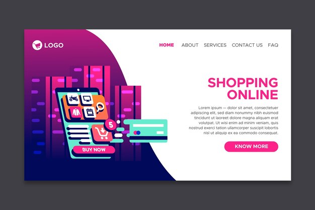 Página de inicio de compras en línea de plantillas futuristas