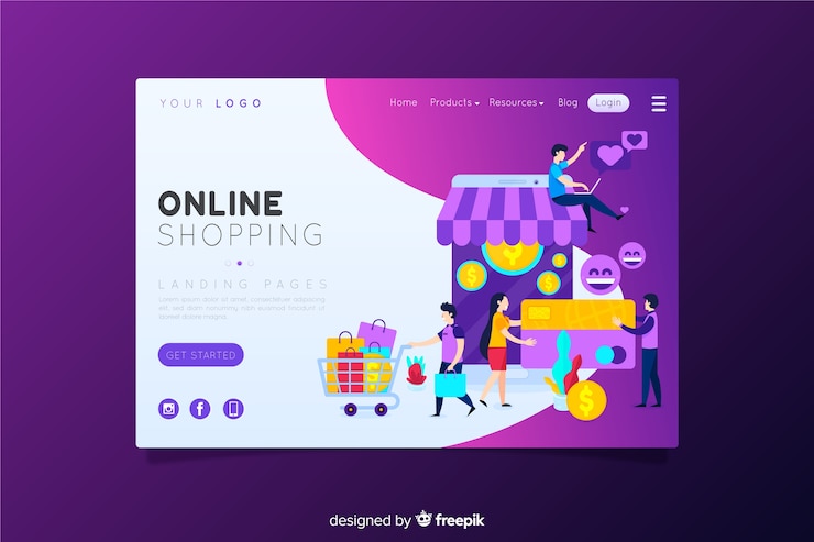 Vector gratuito página de inicio de compras en línea