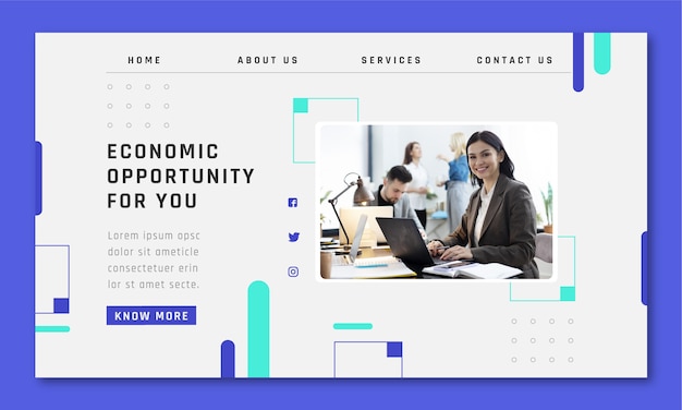 Página de inicio del concepto de banco de diseño plano